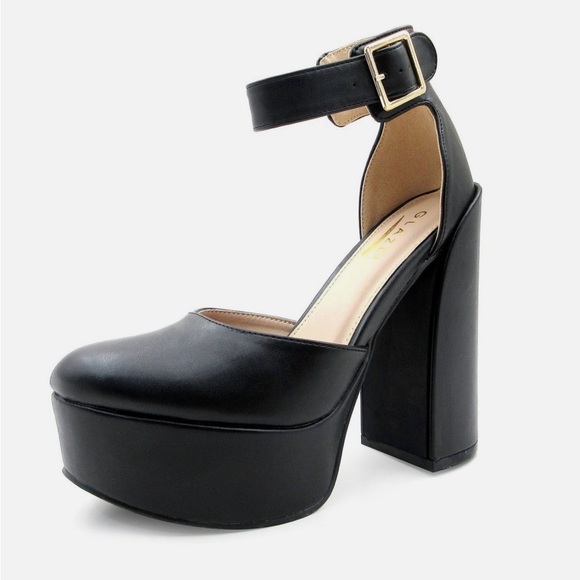 NIB [Lurnyet] Dreamer Black Platform Ankle Strap Platform Chunky Heels Women’s 7 - Picture 2 of 12